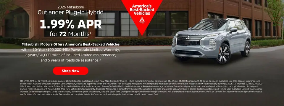 2026 Mitsubishi Outlander Plug-in Hybrid — 1.99% APR for 72 months