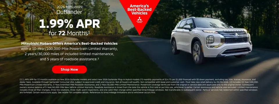 2026 Mitsubishi Outlander — 1.99% APR for 72 months